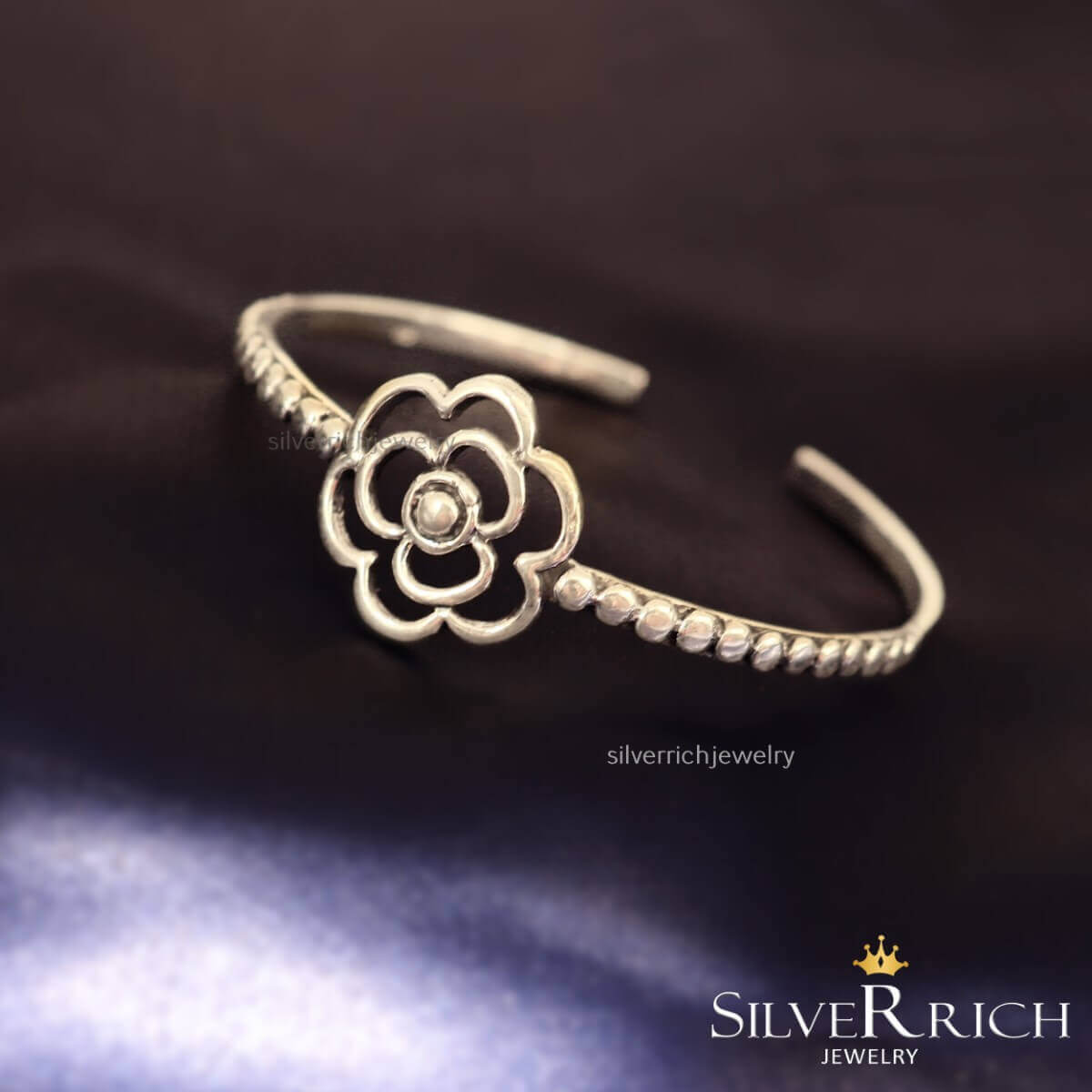 Floral Design silver oxidised kada SOK9-1530